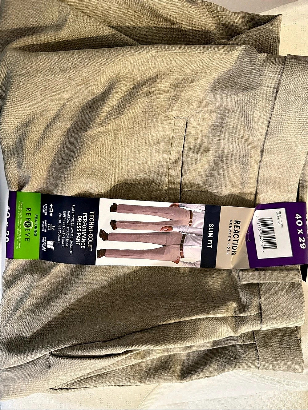 Reaction Kenneth Cole Techni-Cole Performance Slim Fit Dress Pants Slim Fit Tan